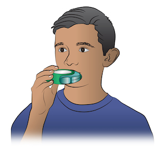 <strong>How to Use a Dry Powder Inhaler</strong> <p><strong>Dry powder inhalers</strong> require a different inhaling technique than regular metered dose inhalers (MDI). To use a dry powder inhaler, it is important to close your mouth tightly around the mouthpiece of the inhaler and to inhale rapidly. Here are the steps:</p><ul><li>STEP 1 - Remove the cap and follow package instructions to load a dose of medicine.</li><li>STEP 2 - Breathe out completely.</li><li>STEP 3 - Put the mouthpiece of the inhaler in the mouth.</li><li>STEP 4 - Breathe in quickly and deeply.</li><li>STEP 5 - Hold your breath for ten seconds to allow the medicine to reach deeply into your lungs.</li><li>If your doctor has prescribed two or more inhalations, wait 1 minute and then repeat steps 2-5.</li></ul>