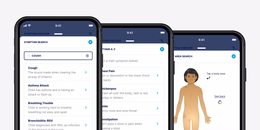 A cell phone with a medical app that shows a diagram of a human body.