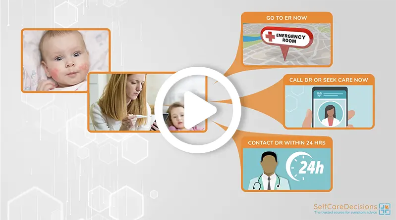 A woman is shown on a screen with a baby and a clock.